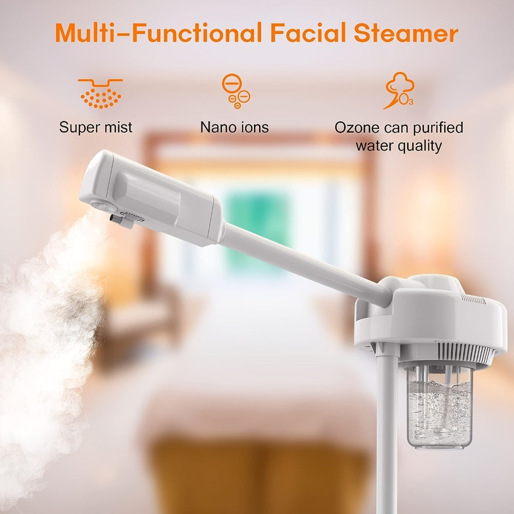 Professional Spa Ozone - Stand - Facial Steamer On Wheels, for Home And Salon Use,, Facial Steamer with Hot Mist Function Stand Facial Steamer for Personal Home Salon Spa Cleaning