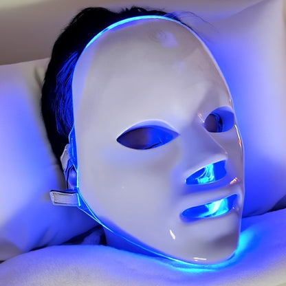 Portable LED Facial Mask Machine 7-Color Light Therapy USB Rechargeable - Lightweight Plastic Home Beauty Care Device for Skin Rejuvenation Anti-Aging Acne - Gift for Girlfriend Women