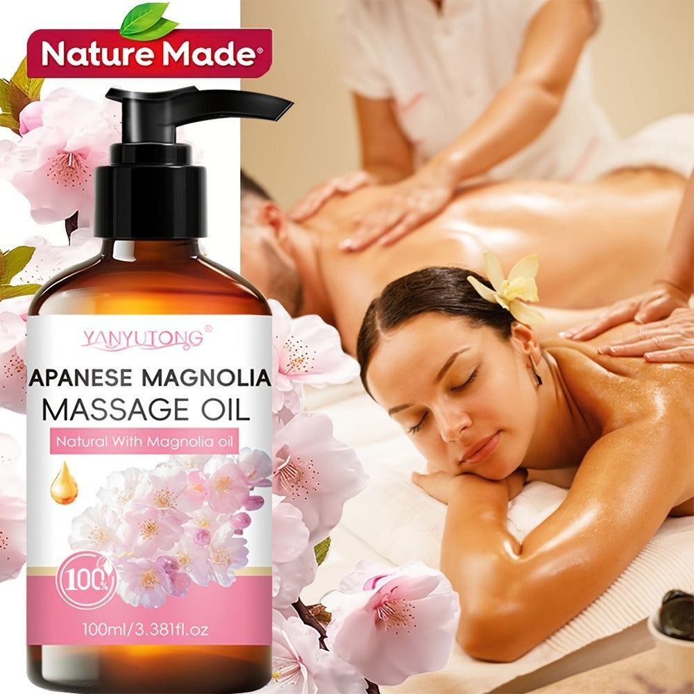 [Natural]3.38oz Cherry Blossom Massage Oil - Nourishing & Hydrating Formula with Cherry Blossom, Suitable for All Skin Types, Couples & Massage Use, Gentle & Non-Irritating, Must-Have Skincare Essential | Natural Ingredients | Ideal Holiday Gift