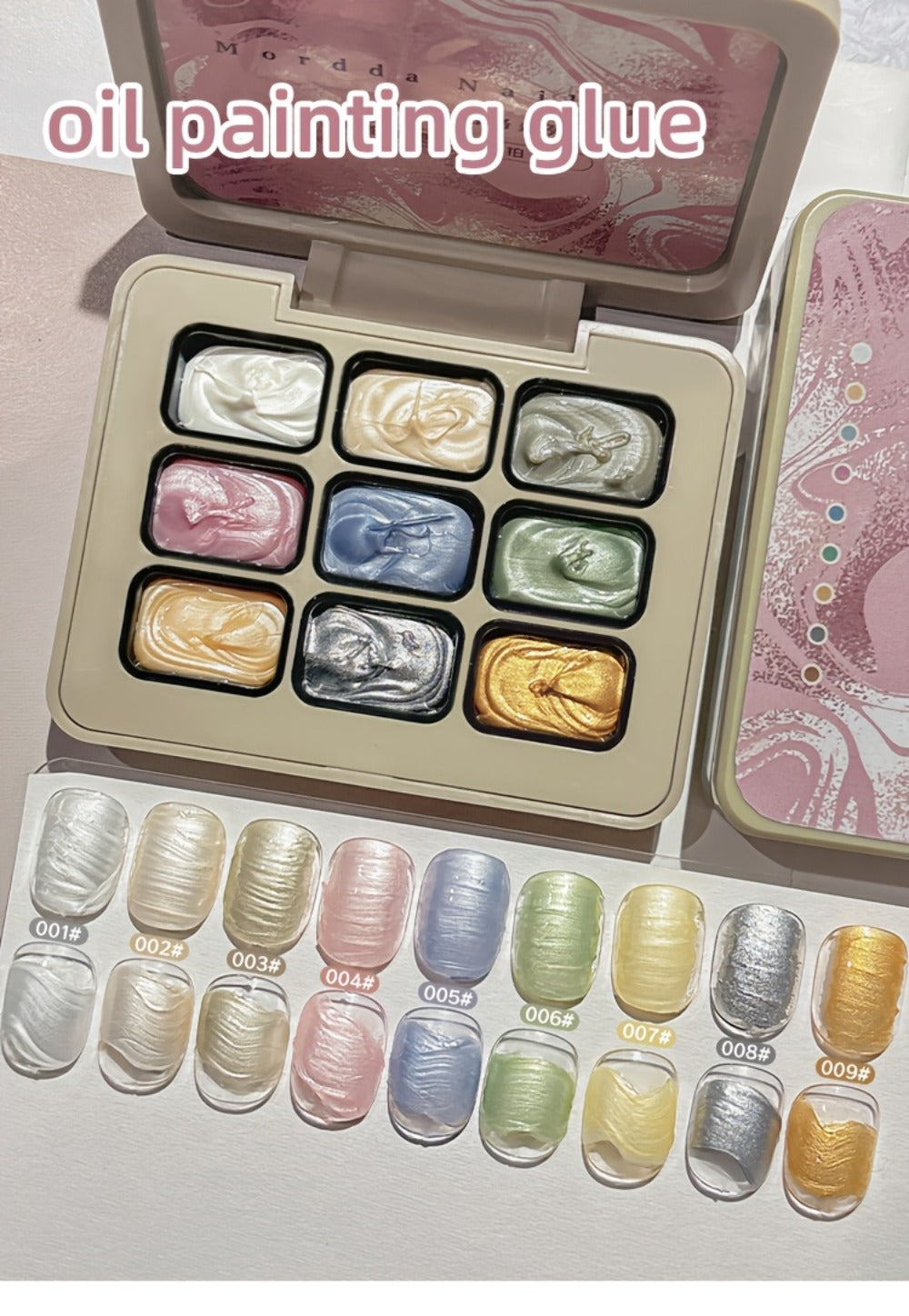 MORDDA Nine Grid Pearl Cream Oil Painting Gel - A Nail Gel Featuring a Spiral Design Ideal for Shell-Shaped Nails, Showcasing a Pearlescent Shimmer And a Mother-Of-Pearl Texture, Perfect for Salon Nail Art And Projects