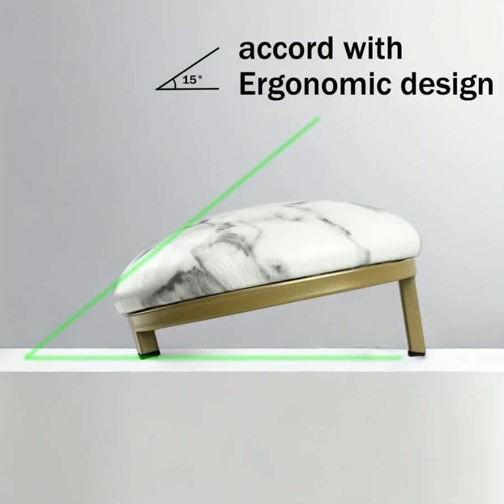 Ergonomic Nail Arm Rest with Metal Base - Soft Microfiber PU Cushion, 15° Tilt Design for Salon Use, Hand & Foot Care Tool, Odorless, Manicure Accessory | Modern Nail Cushion | Luxury Design