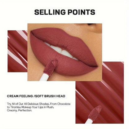 Matte Liquid Lipstick by Pudaier – Long-Lasting Nude Lip Color with Plant-Based Squalane, Hydrating & Smooth Formula, 8 Shades Available, Perfect for Daily Wear, Parties & Gifting