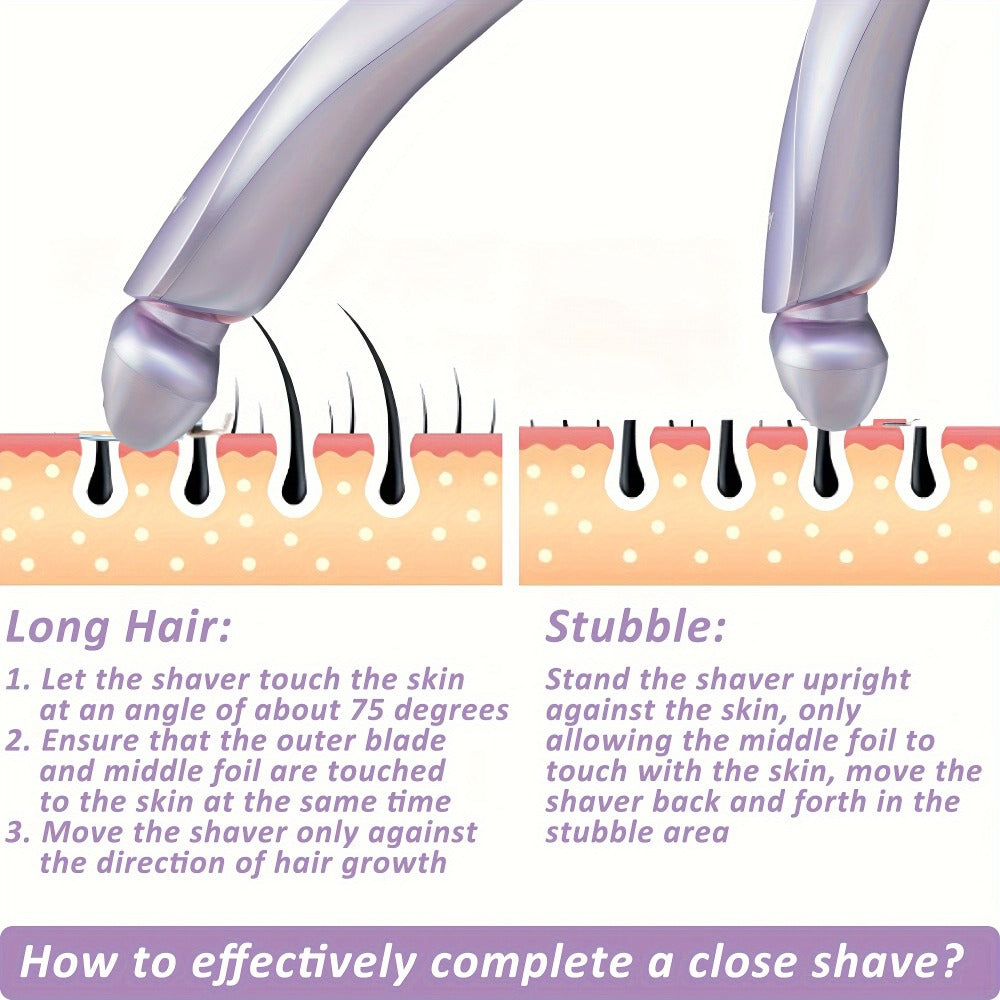 Electric Shaver for Women Pubic Hair - Electric Razors Hair Removal Rechargeable for Womens Legs Arms Bikini Private Area Underarm Waterproof Wet/ Close Shaving - Smooth Lady Body Hair Shaver Trimmer Portable for Travel Home Use