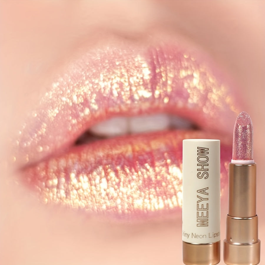 3pcs Pinkish Golden Pearlescent Lipstick Glossy Glitter Shimmer Lip Makeup Creamy Lip Gloss for Party Stage Cosplay Valentine's Day Gifts