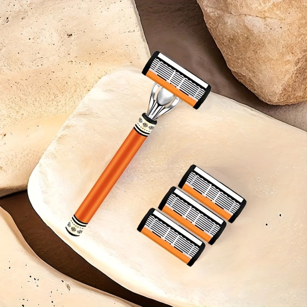 The Classic Men's Manual Razor Is Equipped with Two Comfortable Handles, Sharp And Durable Stainless Steel Blades, And A Progressively Optimized Shaving Experience. It Is An Indispensable Shaving Accessory for Men