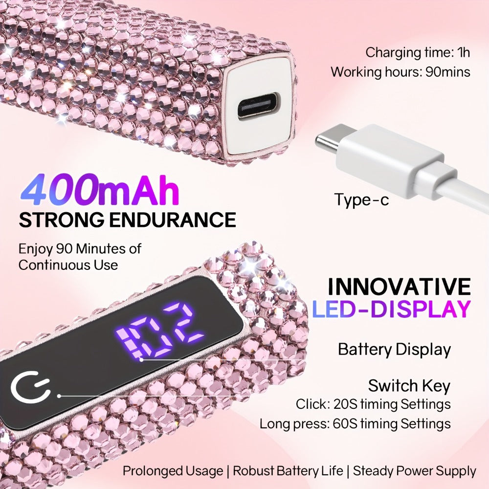 LCD Screen Handheld Nail Lamp 8X Fast Curing LED Light Visual Timer Touch Screen Gel Nail Lamp Cordless Nail Dryer, Suitable for Home Salon