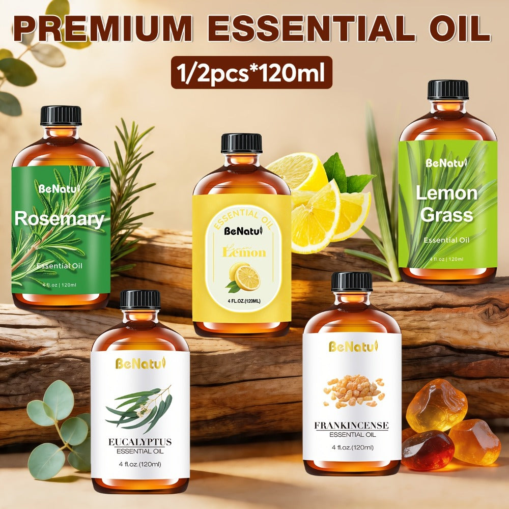2/1pc*120ml Frankincense Essential Oil, Frankincense/ Lemon/ Eucalyptus/ Lemongrass/ Rosemary Essential Oil, Suitable For Massage, Bathing, Facial, Body, Nail, Hair, Eyelash, Mother'S Day Gift, For Women/ Wife/ Mother/ Girlfriend/ Friends