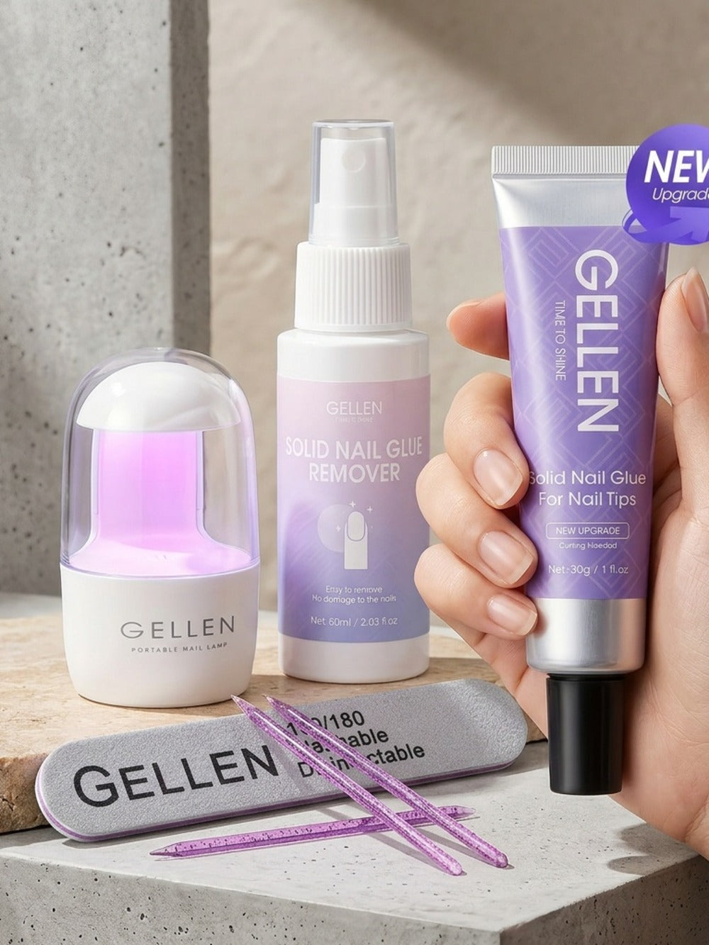 Gellen 30g Solid Nail Glue Gel & Nail Glue Remover Kit: U V Light For Nails Complete Nails Tools For Press Ons Strong Nail Glue Gel Nail Lamp For Gel Nails And Quick Press On Nail Remover, Christmas Gift For Women