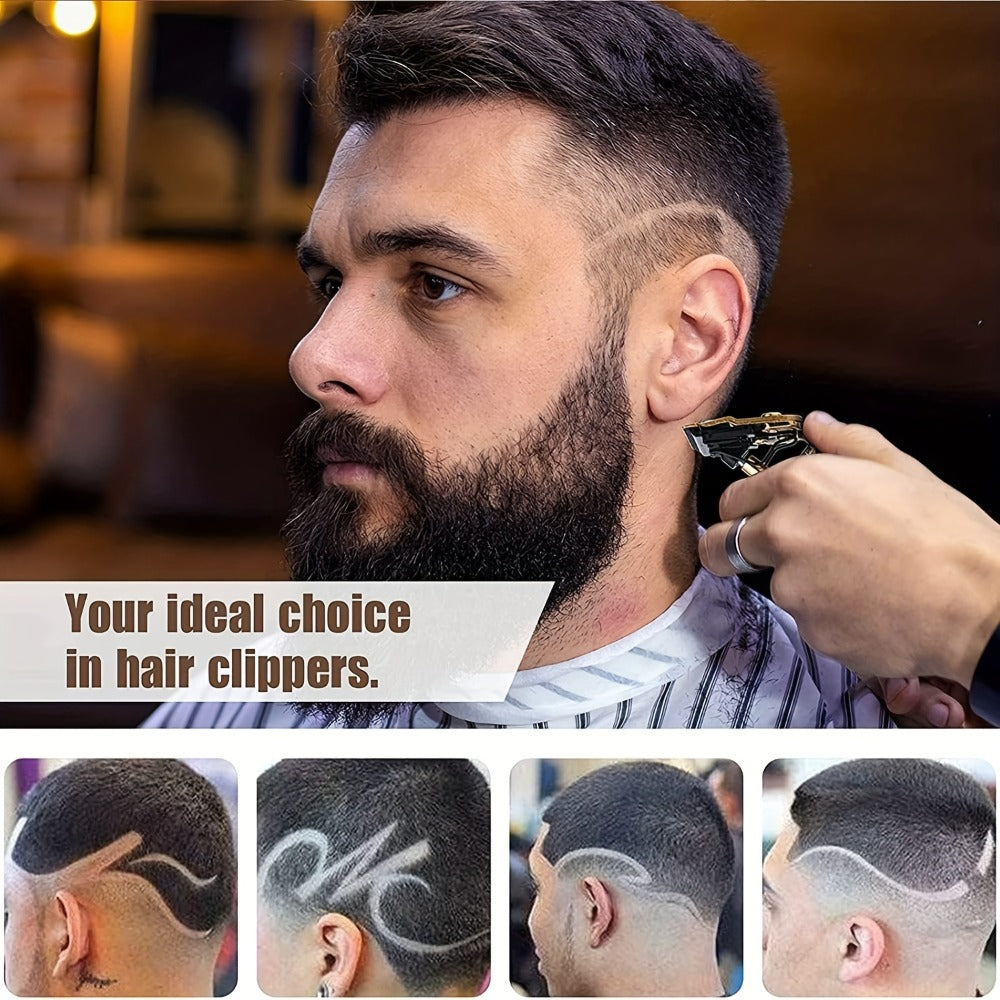 Hair Clipper for Men, Beard Trimmer, Electric Cordless Hair Clipper with LCD Screen, Precise T-Blade Trimmer USB Rechargeable Grooming Kit
