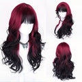 28" Wavy Curly Long Hair Wigs for Women with Glamorous Black And Red Highlights, Perfect for Cosplay And Daily Party Wear