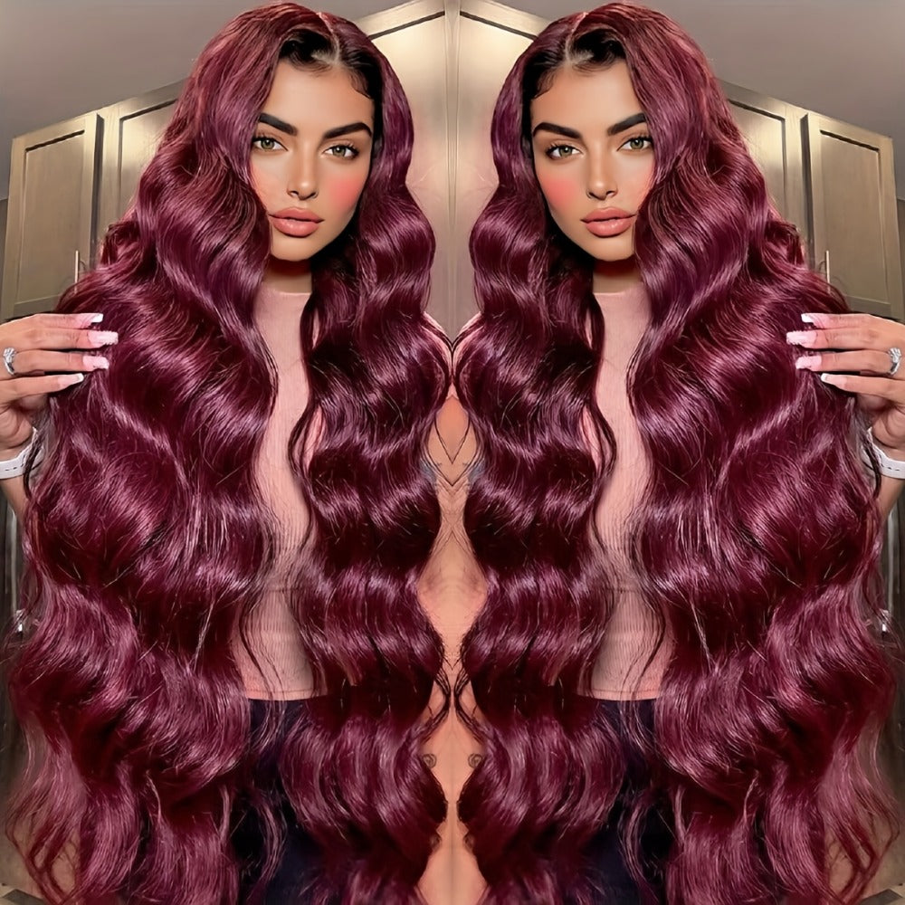 HD Lace Front Wig Long Wavy Synthetic 13x4 200% Density Glueless Pre-Plucked Ombre Blonde Blue Mixed Color Women Party 32 Inch