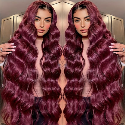 HD Lace Front Wig Long Wavy Synthetic 13x4 200% Density Glueless Pre-Plucked Ombre Blonde Blue Mixed Color Women Party 32 Inch