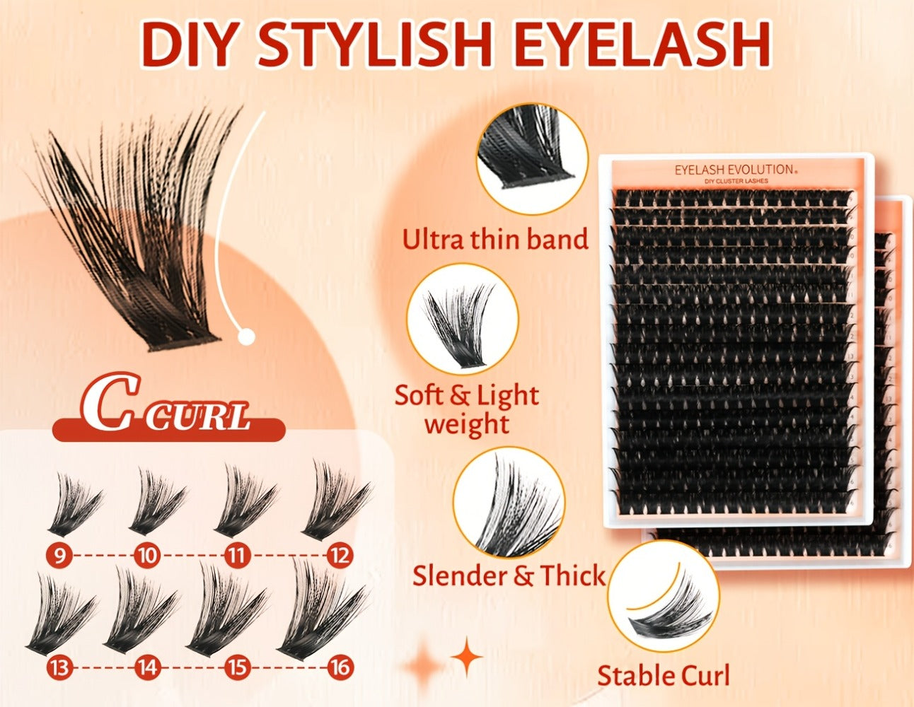 100D/100D Set Volumised Cluster Lashes Single Cluster Lash Extensions Soft & Reusable DIY Cluster Lash Extension Kit Packaging Random