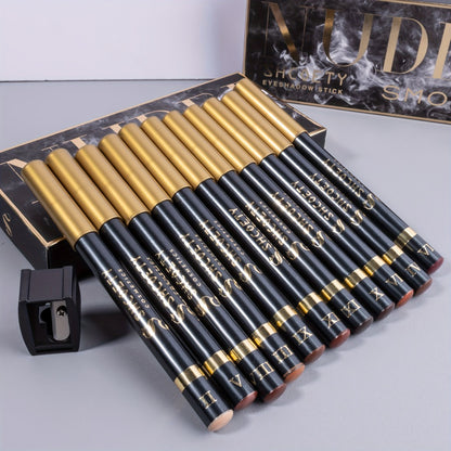 Eyeshadow Pencil Set 12pcs — Matte & Shimmer Thick Stick Foam Eye Shadow Pencils, Multi-Color Blendable Eyeliner Eyeshadow Sticks for Eye Makeup, All-in-One Eye Look