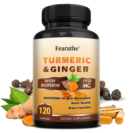 Turmeric And Ginger Supplements - with Black Pepper - Supports Heart And Brain Health - 120 Capsules