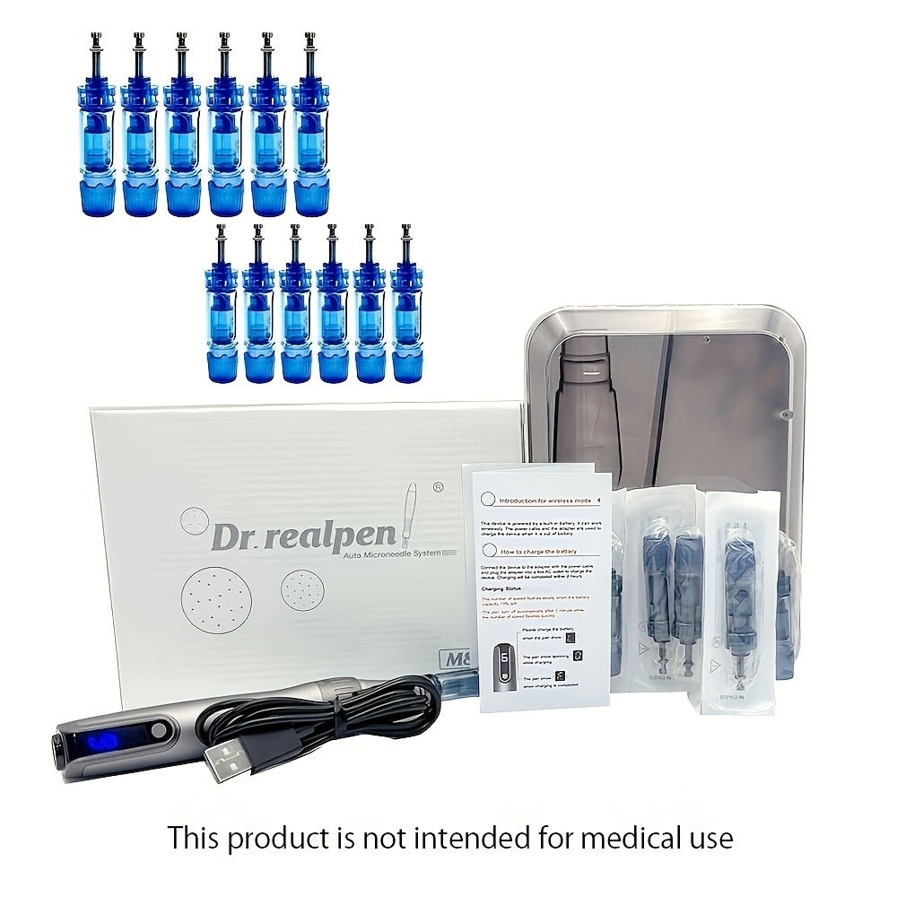 Dr Derma Pen M8S Wireless Adjustable Electric Microneedle Pen with 12pcs 0.25Mm Replacement Cartridges