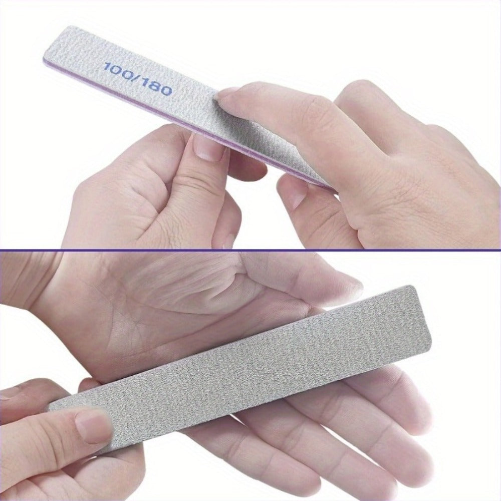 [50pcs Nail Files] 50pcs Nail Files, 100/180 Grit Emery Boards Nail File For Natural Nails And Acrylic Nails, Double Sided Emory Boards Limas Para Unas Acrilicas Profesional Fingernail Filer Reusable Manicure Gray