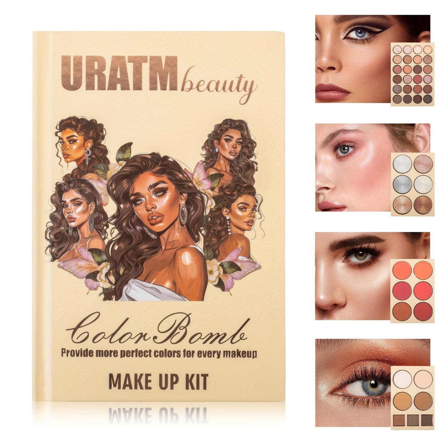 Eyeshadow Palette 43 Colors Book-Style Folding Matte Shimmer Contour Blush Highlighter Powder All-in-One Multifunctional Makeup Palette