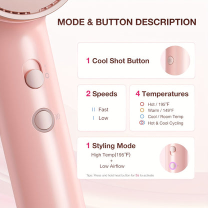 Hair Dryer with Diffuser for Curly Hair 1875W Ionic Blow Dryer - Lightweight Portable Professional Styling for Women Men Travel Gift Gray White