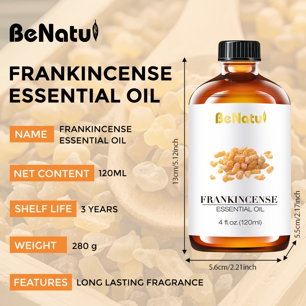 Essential Oil Set 4.06 oz — Frankincense, Lemon, Lemongrass & Rosemary Pure Essential Oils for Massage, Bath, Hair, Skin & Nail Care, Aromatherapy Gift for Women, Mother’s Day Gift