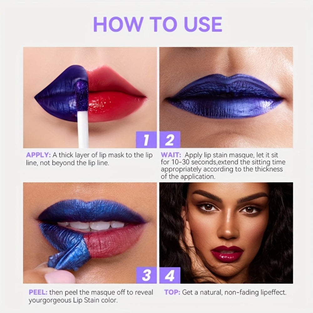 Lip Stain Set 6 Colors Matte Velvet Waterproof Smudge-Proof Long Lasting Lip Gloss Metallic Blue Cobalt Shades Vegan Hypoallergenic All Skin Tones