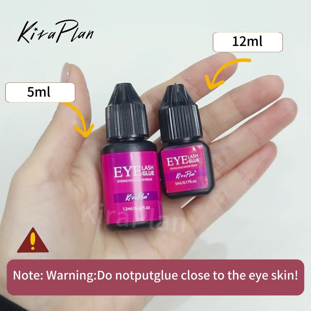 2pcs 0.17oz/0.41oz Eyelash Glue Eyelash Extension Supplies Black Lash Extension Eyelash Adhesive Strong Hold Drys In 0.5-1s with 6-7 Weeks Retention By Existing Beauty Lashes for Beginners to Use At Home And Cluster Lash DIY