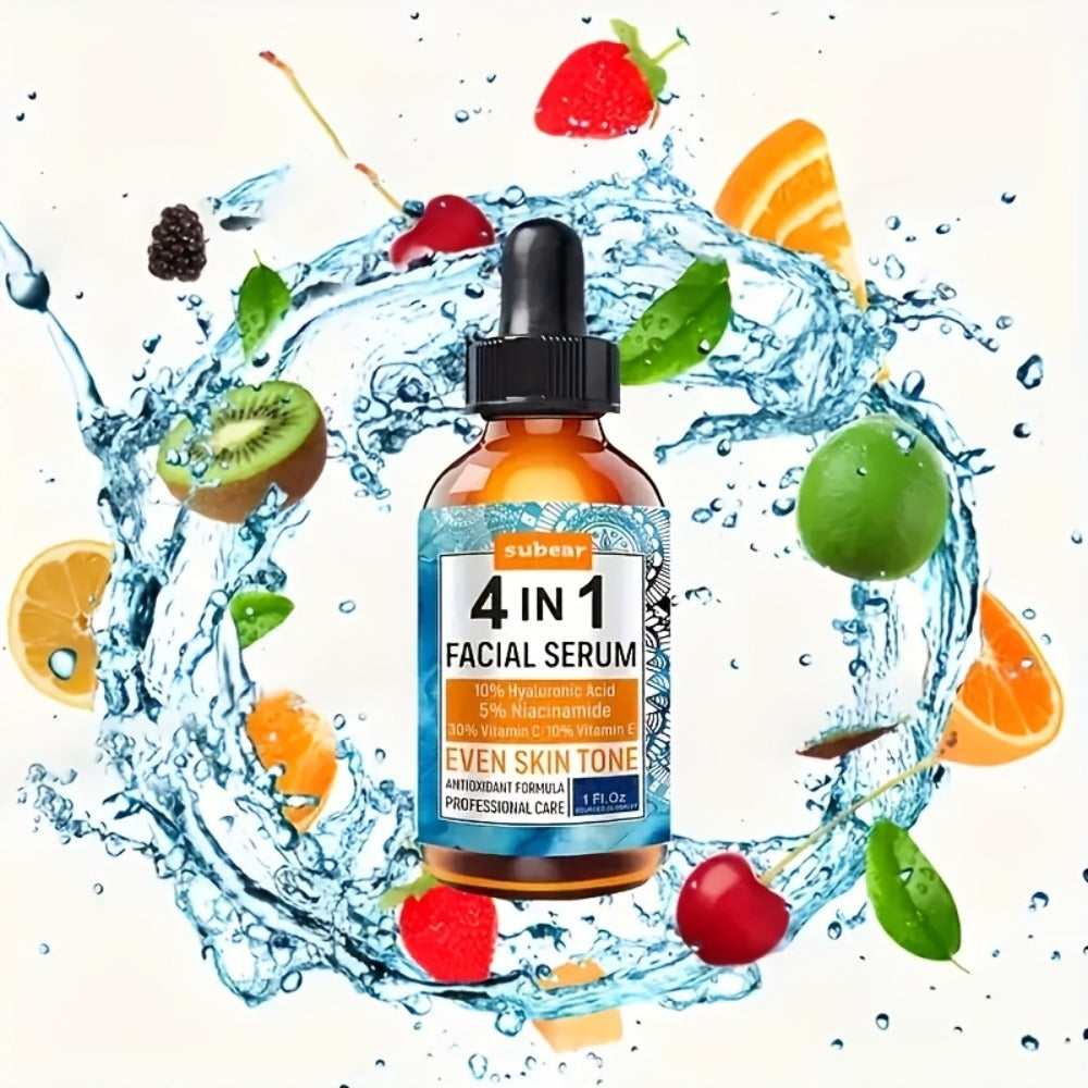 4-In-1 Hyaluronic Acid, Niacinamide, Vitamin C, Vitamin E Facial Serum, Moisturizing, Nourishing Skin, Suitable for All Skin Types 30Ml/1.05Oz (4pcs)