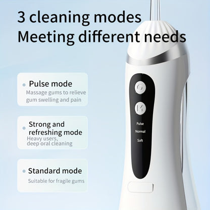 Oral Irrigator USB Rechargeable Water Flosser — 3 Cleaning Modes, Flosser Tips & Brush Head, Portable Cordless Dental Water Pick for Travel & Home Teeth Care, White Black Pink