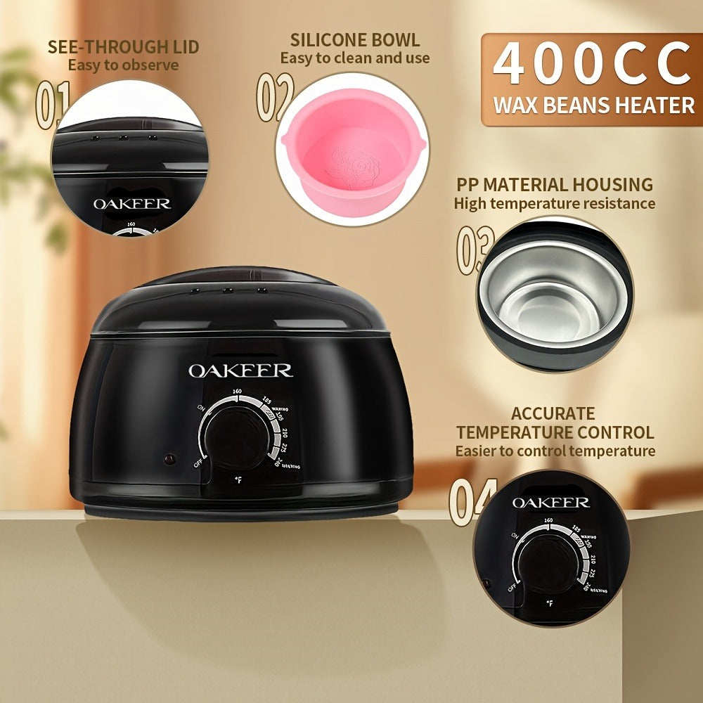 Waxing Kit Hair Removal Women Men Wax Warmer Hair Removal At Home with 5 Bags Wax Beans Body Waxing for Eyebrows Nose Cheeks Arms Bikinis (Family Kit)