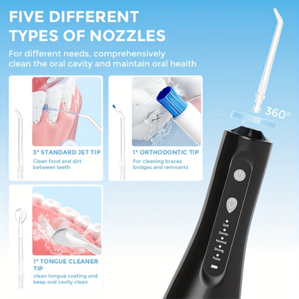 Portable Water Flosser, Expert Dental Tooth Cleaner, 10.14oz Reservoir USB Rechargeable Oral Irrigator for Home And Travel Use