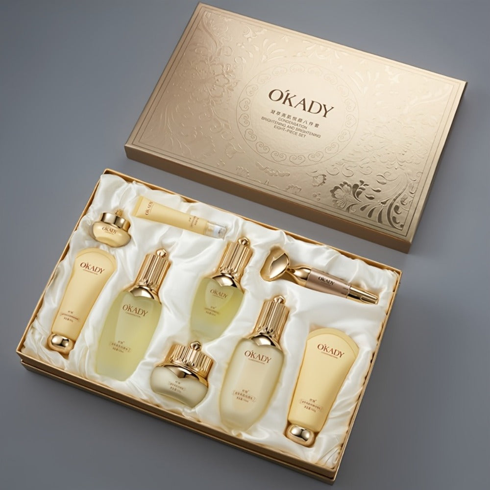 OKADY Ginseng Skincare Set | Make Skin Younger-Looking Alcohol-Free Hypoallergenic Cleansing, Purifying Skin Quick Absorption Facial (Ginseng - 9pcs Set) A Gift for A Lady. Thanksgiving Gift Send Mom, Send Girlfriend