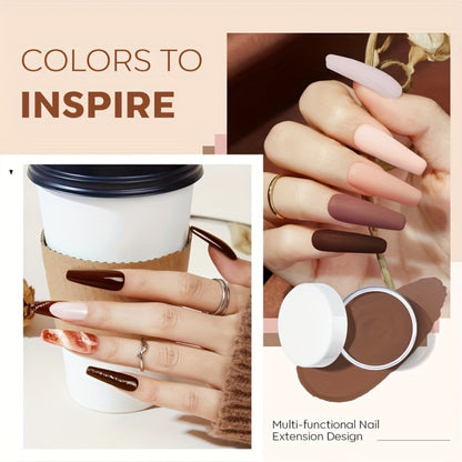 Nude Acrylic Dipping Powder Set 6 Colors - Light Beige & Brown Neutral Shades for French Manicure 3D Nail Art Extensions & Carving - Odorless No Lamp Needed Gift for Women