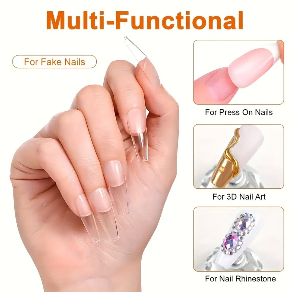 Clear 100G Non-Stick RINO Solid Extension for Nail Gel - 3D Sculpture And Rhinestone Adhesive, Easy Application, Odorless, Soak-Off LED Gel for Nail Art, with Alcohol-Free for Home Salon Use
