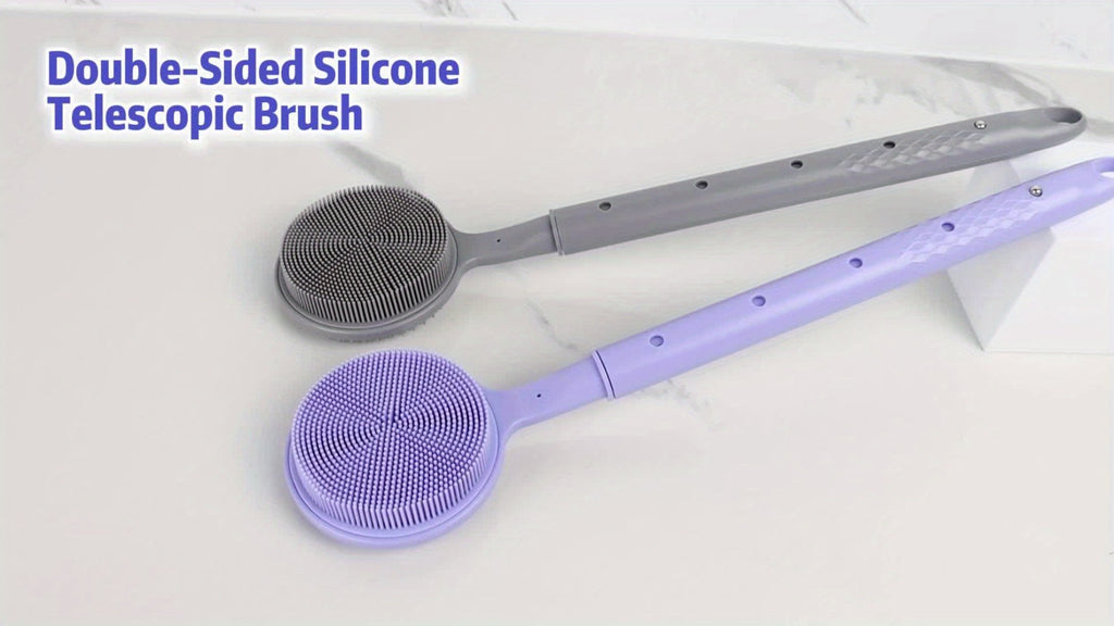 Extendable Shower Cleaner - Soft, Adjustable Long-Handled Bath Brush, Oversized, Lightweight, Ergonomically Designed, Gentle Back Cleaner for Thorough Cleaning, Tub Scrubbing Brush, Soft Bristles, Sanitary Material, Exfoliating, Skincare