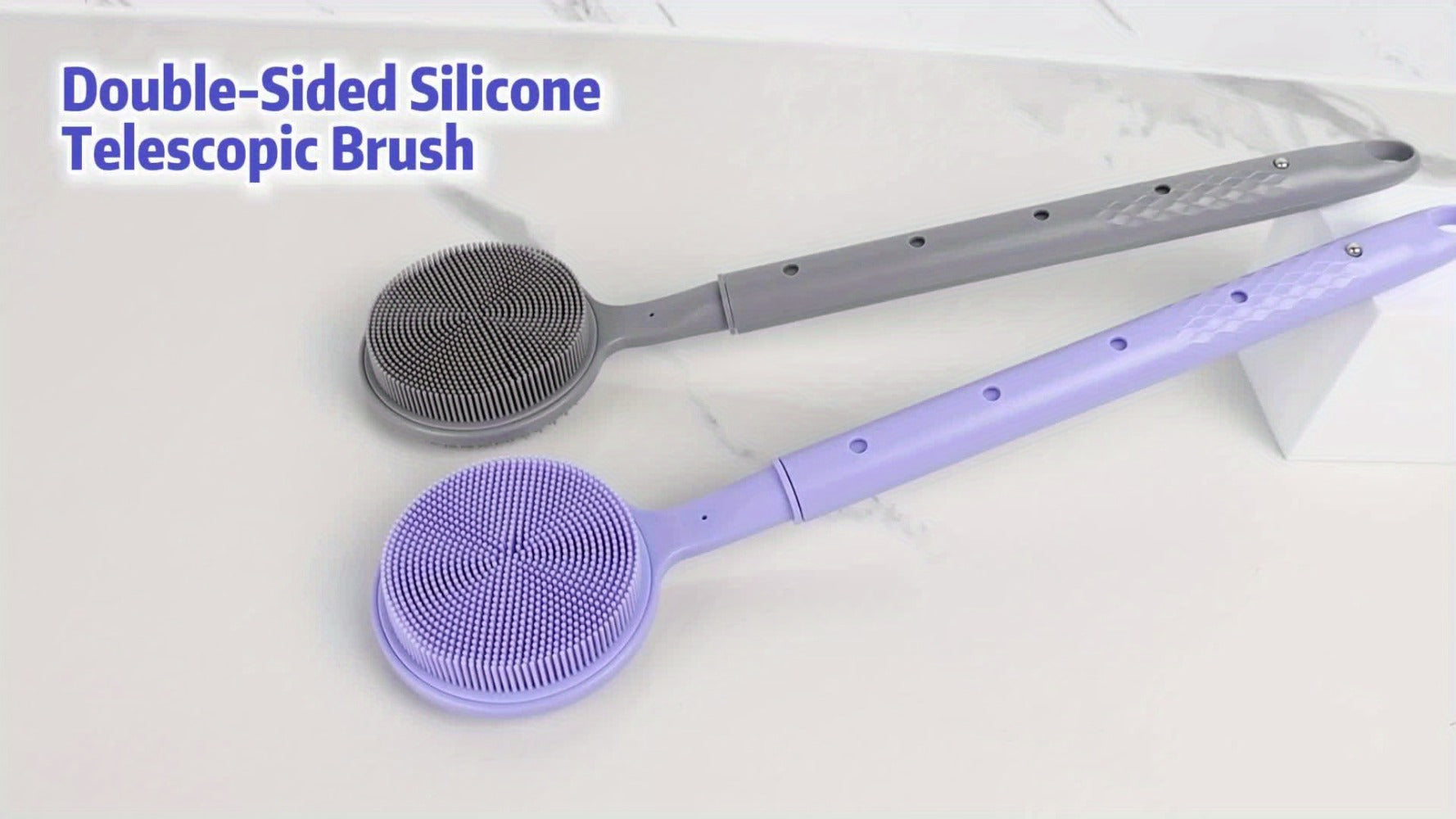Extendable Shower Cleaner - Soft, Adjustable Long-Handled Bath Brush, Oversized, Lightweight, Ergonomically Designed, Gentle Back Cleaner for Thorough Cleaning, Tub Scrubbing Brush, Soft Bristles, Sanitary Material, Exfoliating, Skincare