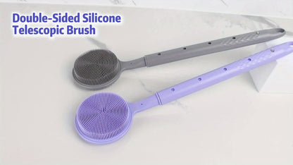 Long Handle Bath Brush Extendable 40-60cm Adjustable Back Scrubber Dual-Sided Soft Exfoliating Body Brush for Shower Back Legs Feet Dry Brushing Skin Care Tool Lightweight Ergonomic