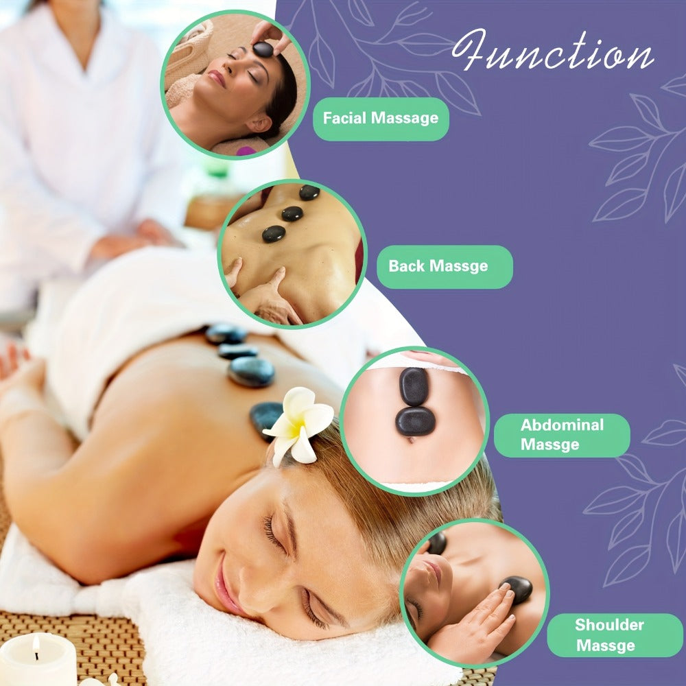 Hot Stones Massage Set With Temperature Adjustment-20pcs Hot Stones With Heater Kit, Professional Massage Tool For Spa-LSuitable For Neck, Back, Stomach, Leg And Body Massage