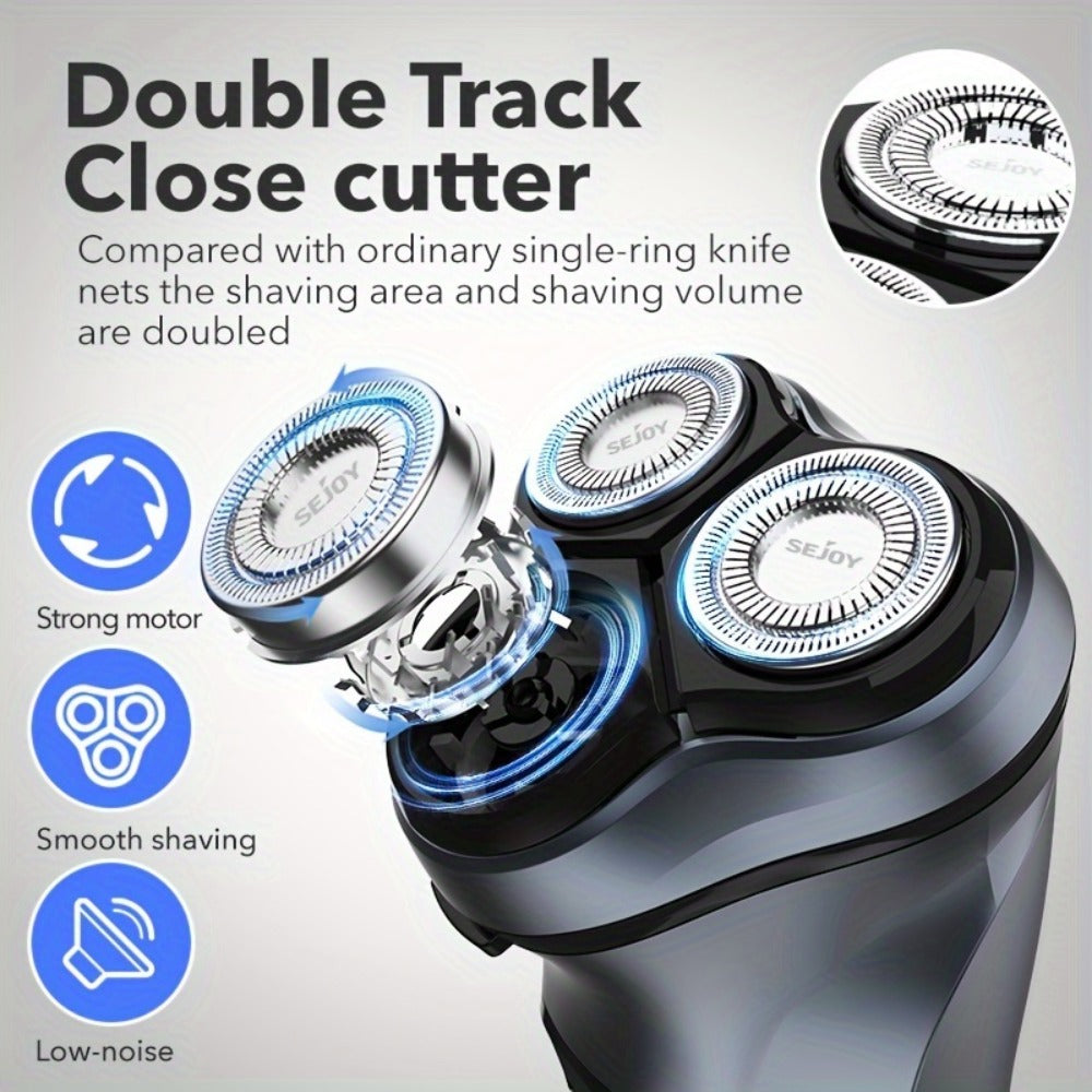 Sejoy Electric Razor for Men, Mens Electric Shavers, Rechargeable Electric Razor Shaving Machines, with Pop-up Trimmer, 1 Hour Fast Charging, 3D Floating Head, LCD Power Indicator.