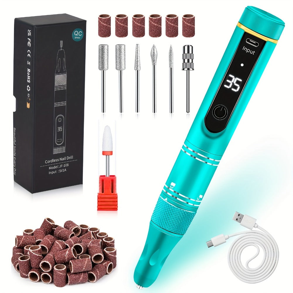 Electric Nail File with a Portable Rechargeable Design, Featuring 35000 RPM, Suitable for Gel Nails, Manicure, And Pedicure for Both Home And Salon Use
