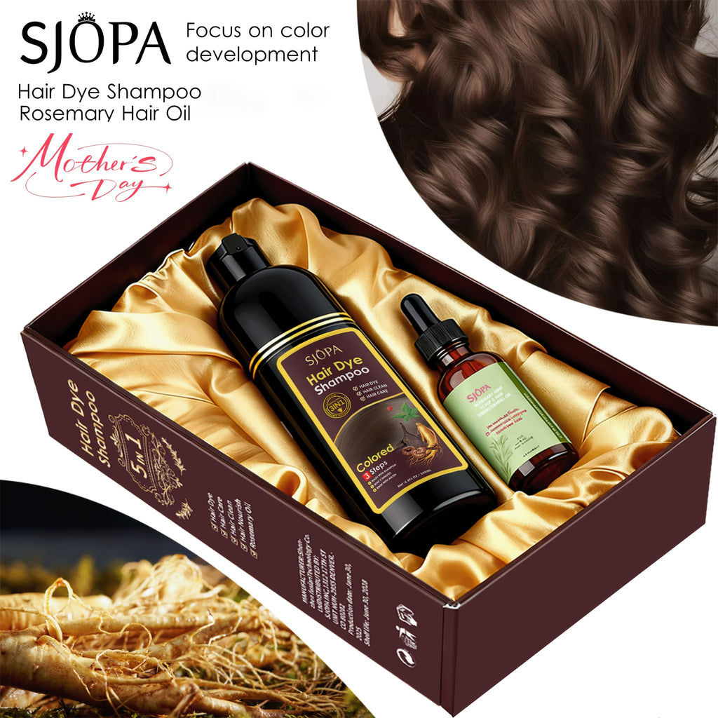 SJOPA Multi-Effect Hair Dye Shampoo, Instant Hair Coloring And Conditioning, 16.9oz. Safe And Natural Hair Dye Shampoo Essence, No Irritating Odor, Suitable for Both Men And Women, Perfect Gift for Valentine's Day And Mother's Day.
