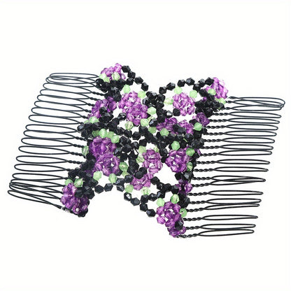 Hair Accessories Set for Women Beaded Flower Hair Combs Hairpins Ball Head Disc Hair Clip Double Row Comb Elegant Bridal Wedding Daily Styling 6 Pieces