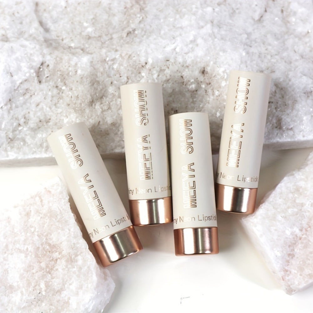 Nude Lipstick Set 3PCS Pearlescent Metallic Finish - Golden Glitter Shimmer Lip Color Nude Brown Daily Makeup Music Festival Party Lipstick for Women