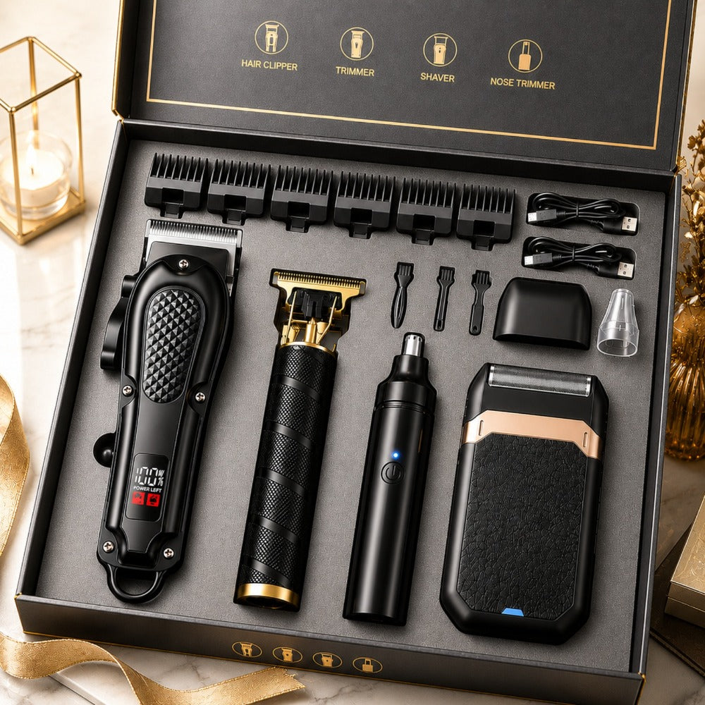 Rechargeable Electric Grooming Kit. Equipped with an LCD Battery Display, This Set Is an Essential Companion for Use at Home, While Traveling, Or in The Car-Making It The Perfect Gift for Husbands, Boyfriends, And Elders