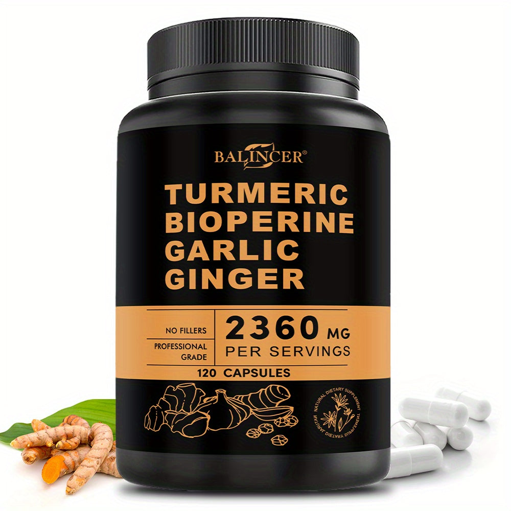[Health Support Formula] Turmeric, Garlic, And Ginger Supplement, 2360mg Per Serving (Contains Turmeric, Ginger Root, Turmeric Root, And Black Pepper) - Premium Formula To Support Your Health - 120 Capsules Per Bottle (Available In 1, 2, Or 3 Bottles)