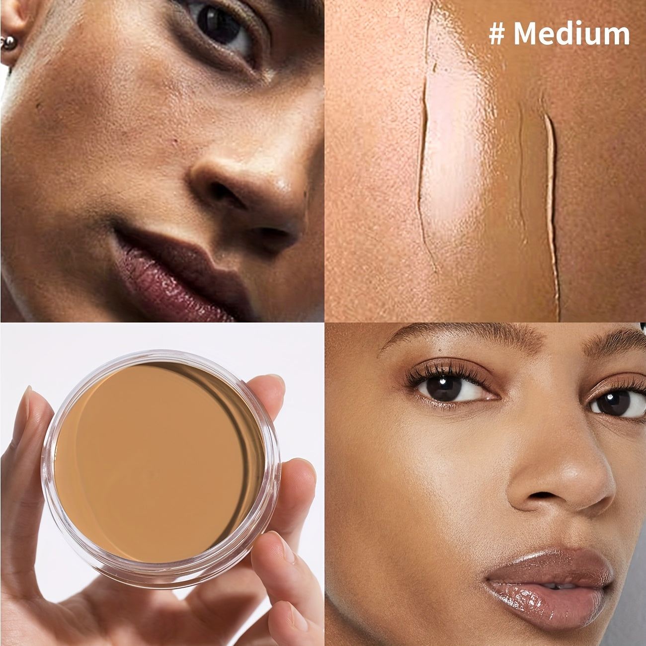Matte Velvet Foundation Cream (for Medium to Dark), Nourishing Non-Caking Foundation-Full Coverage, Long Lasting Controls Oil & Waterproof, Pore-less, Smudge-proof, Not Easy to Remove, 0.7oz BIG Volume Flawless Cream Bronzer Makeup