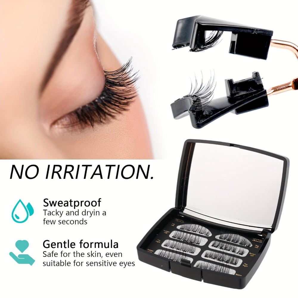 Local Warehouse 8pcs Quantum Magnetic Eyelash Set Makeup Lash Clusters Kit with 2 Styles of Applicators Tweezers And Brush 3D Magnetic False Lashes Beginner-Friendly Natural Set Idea for Daily Makeup Parties And Valentine'S Day Gifts Makeup for Wome