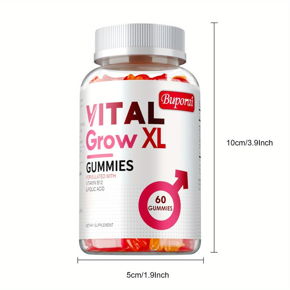 Vital Grow XL Gummies - with Sodium, Calcium, Magnesium - Supports Male Health, Muscle Health, Energy Support - 60pcs