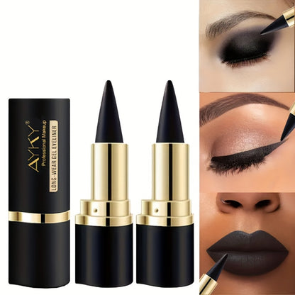 Eyeliner Gel Stick 2/4PCS 24-Hour Long-Lasting Waterproof Matte Fast-Drying Non-Smudge Eye & Lip Liner with Brush for Everyday Party Makeup