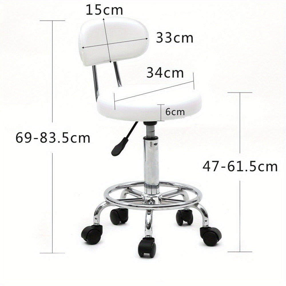 360-Degree Round Salon Stool with Backrest And Lines, Professional Adjustable Height Salon Stool, Modern Bar Stool Swivel, Armless Bar Chair for Kitchen, Dining Room, Living Room, Bistro, Spa
