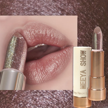Nude Lipstick Set 3PCS Pearlescent Metallic Finish - Golden Glitter Shimmer Lip Color Nude Brown Daily Makeup Music Festival Party Lipstick for Women